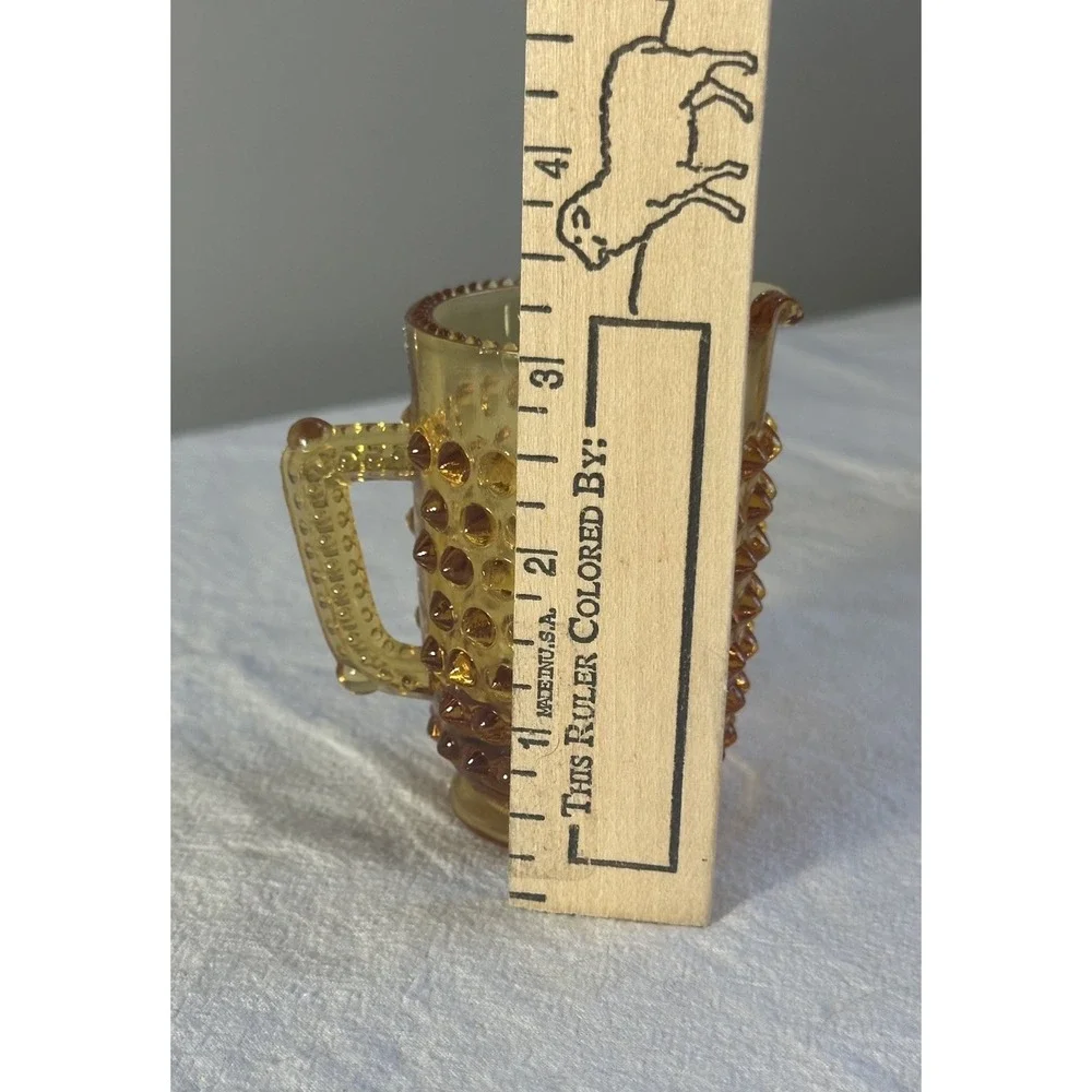 Fenton Amber Hobnail Creamer And Toothpick Holder Scalloped Edge VTG‎